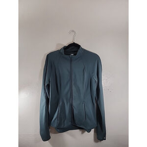Yogalicious Lux Womens Active Jacket Full Zip Green Size Large Thumbholes